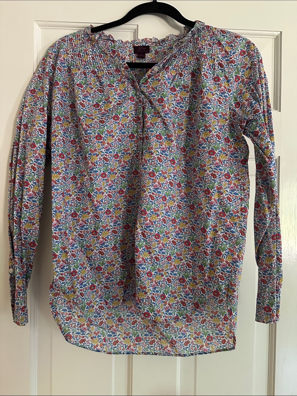 J. Crew Liberty Floral Smocked Yoke Long Sleeve Blouse in Multicolor